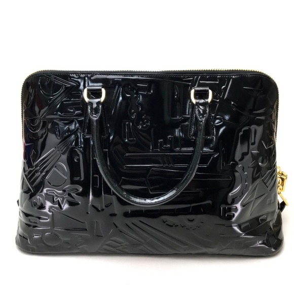 Prada Design Embossed Bag Handbag Patent Black - Picture 2 of 9
